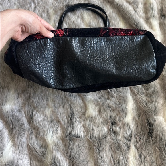 Y2K Juicy Couture Vintage Black Velour Tote Bag Pammy Purse - Picture 3 of 11